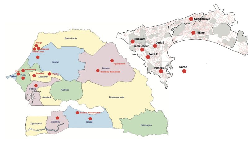 Carte des Centres de Recherche et d’Essais du Sénégal