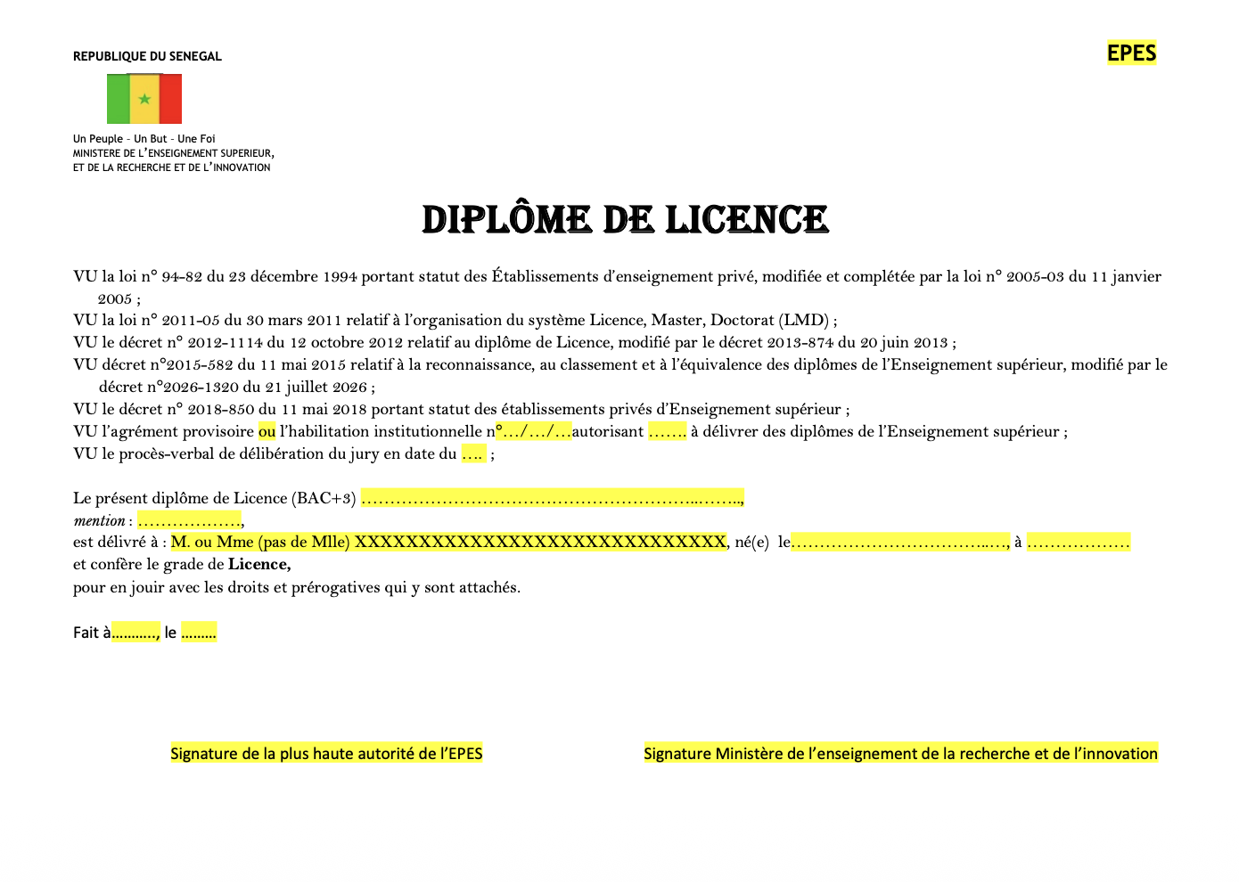 Communiqué portant sur les conditions de signature des diplômes de l’Enseignement supérieur privé