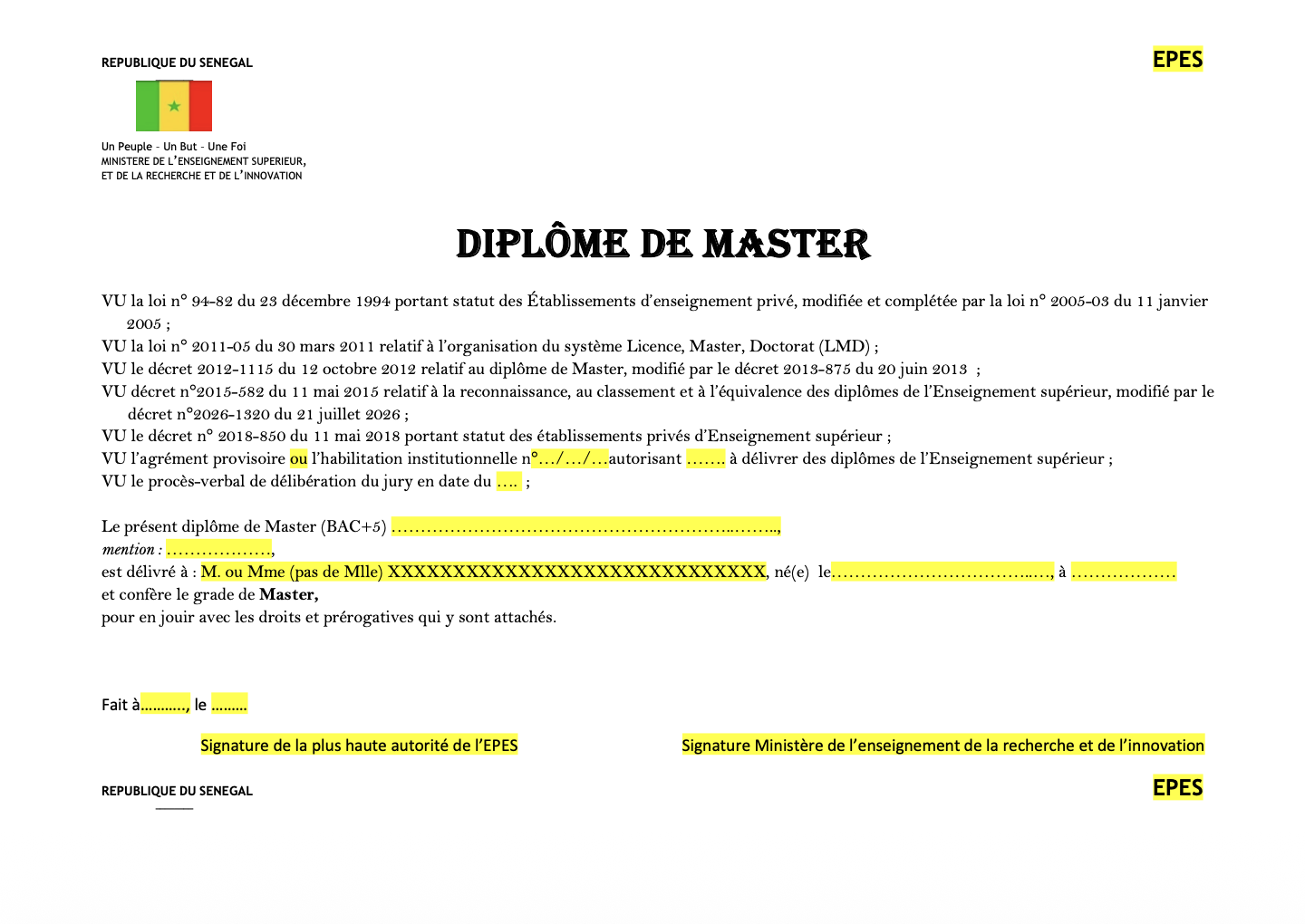 Communiqué portant sur les conditions de signature des diplômes de l’Enseignement supérieur privé