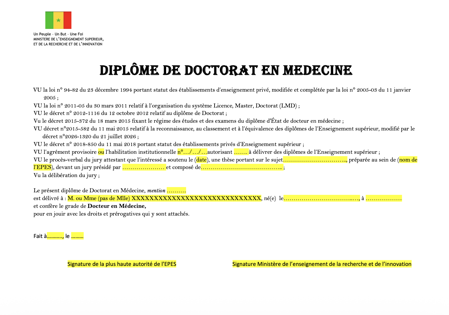 Communiqué portant sur les conditions de signature des diplômes de l’Enseignement supérieur privé