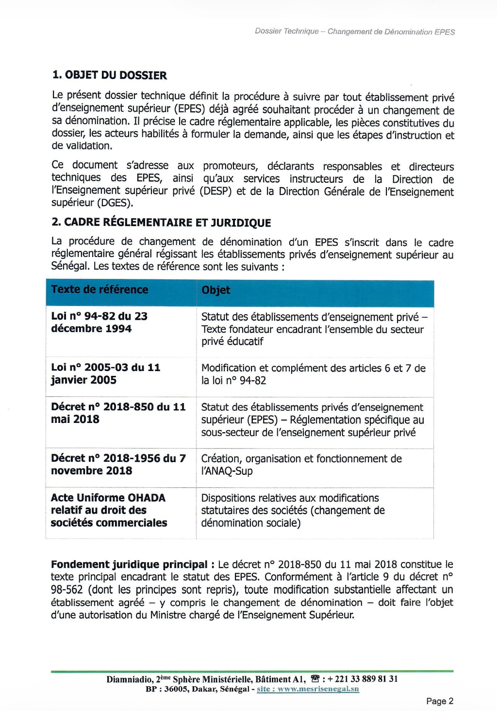 Procédure de changement de dénomination d’un établissement privé d’enseignement supérieur (EPES)