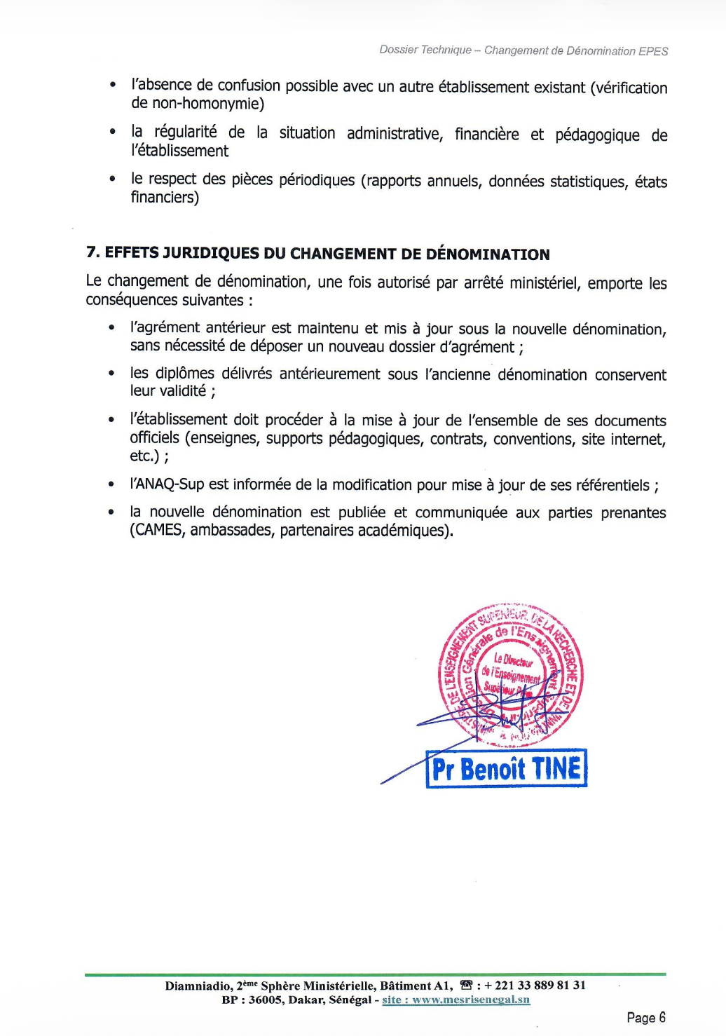 Procédure de changement de dénomination d’un établissement privé d’enseignement supérieur (EPES)