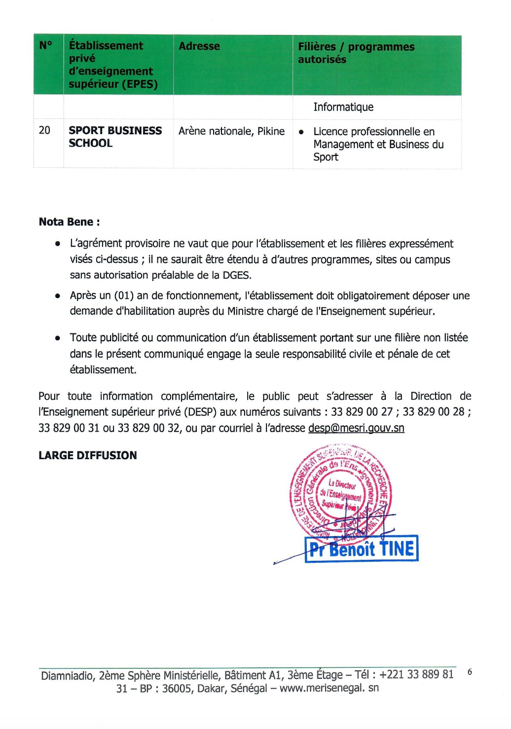 Communiqué relatif aux avis favorables délivrés dans le cadre de la procédure d’ouverture d’établissements privés d’enseignement supérieur (EPES)