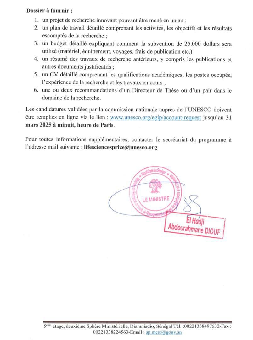 Programme de bourses d’un montant de 25.000 dollars dédié aux jeunes femmes scientifiques africaines