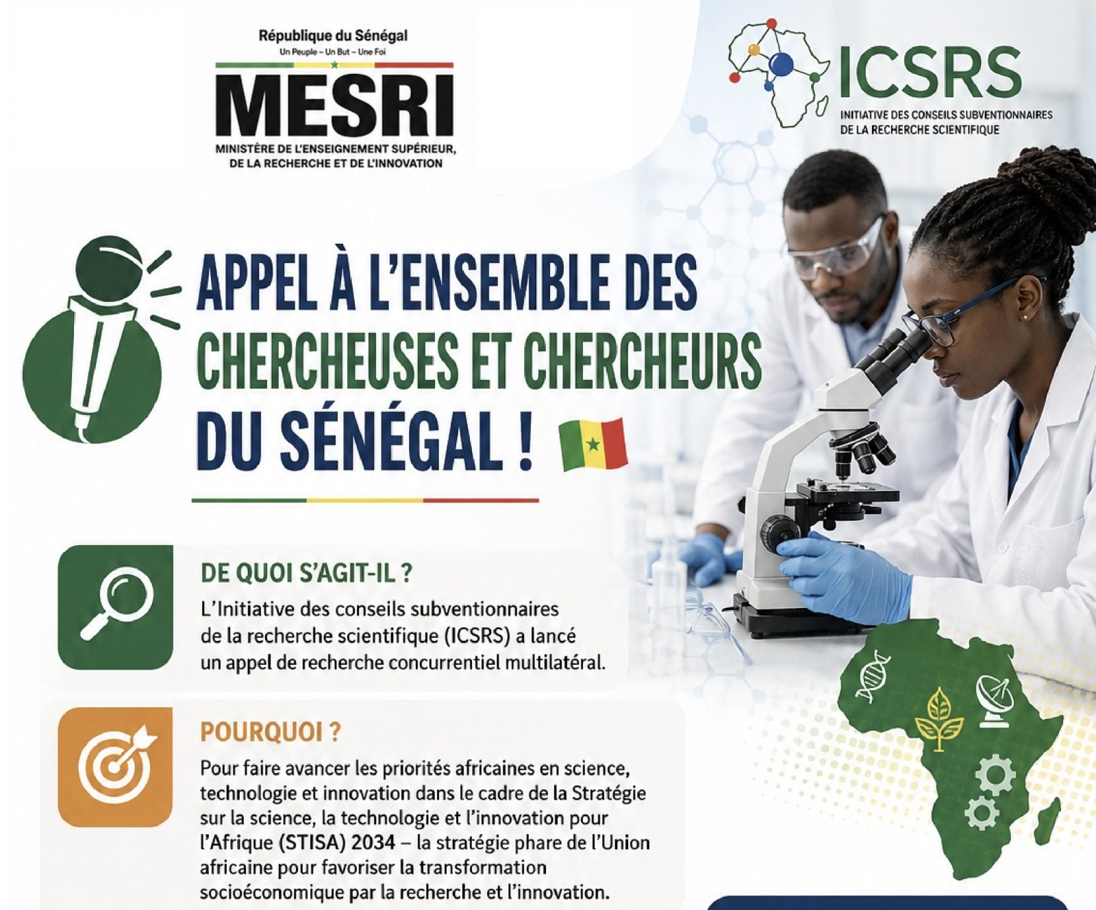 Appel à l’ensemble des chercheuses et chercheurs du Sénégal