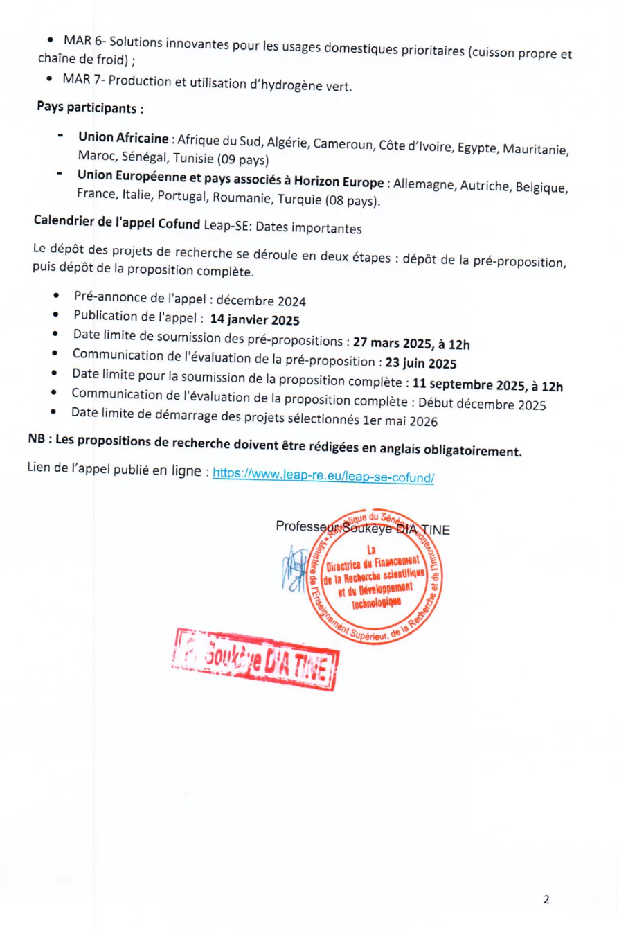 Appel conjoint à projets LEAP-SE 2025