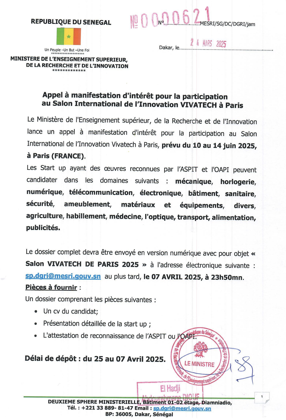 Appel à manifestation d’intérêt pour la participation au Salon International de l’Innovation VIVATECH à Paris