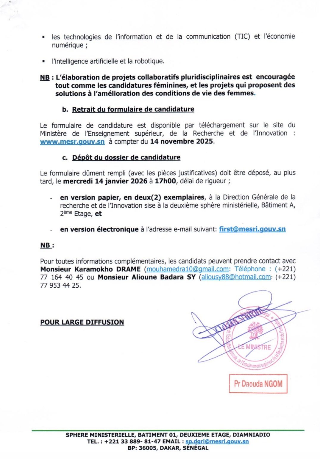 Appel à candidature pour le financement de projets de recherche du FIRST Edition 2024-2025