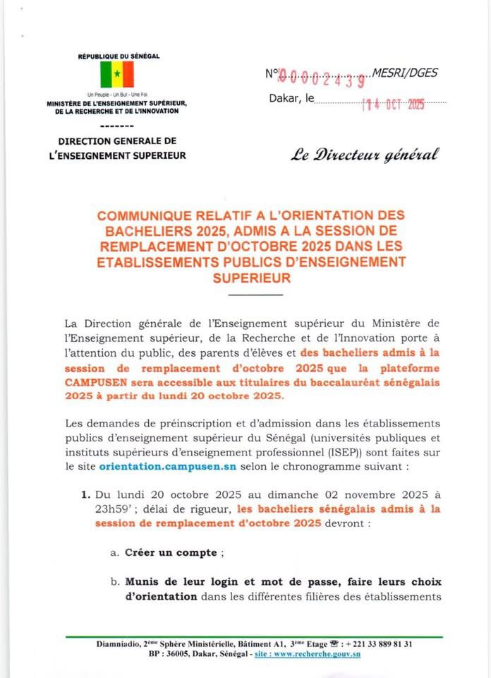 Ouverture de la plateforme CAMPUSEN pour la session de remplacement d’octobre 2025