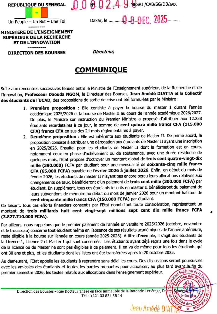 Communiqué sur les bourses: propositions de sortie de crise
