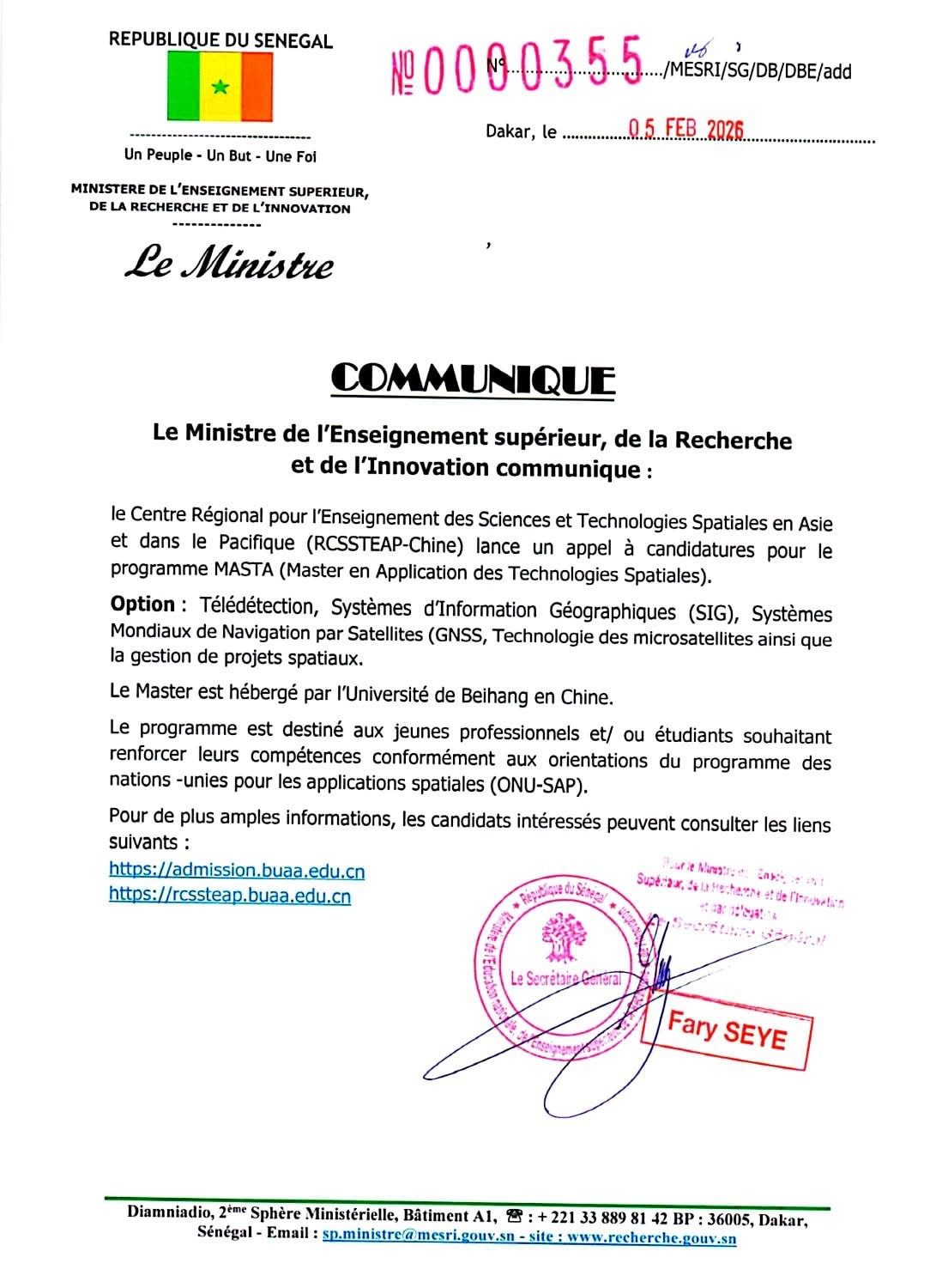 Appel à candidatures pour le programme MASTA (Master en Application des Technologies Spatiales)