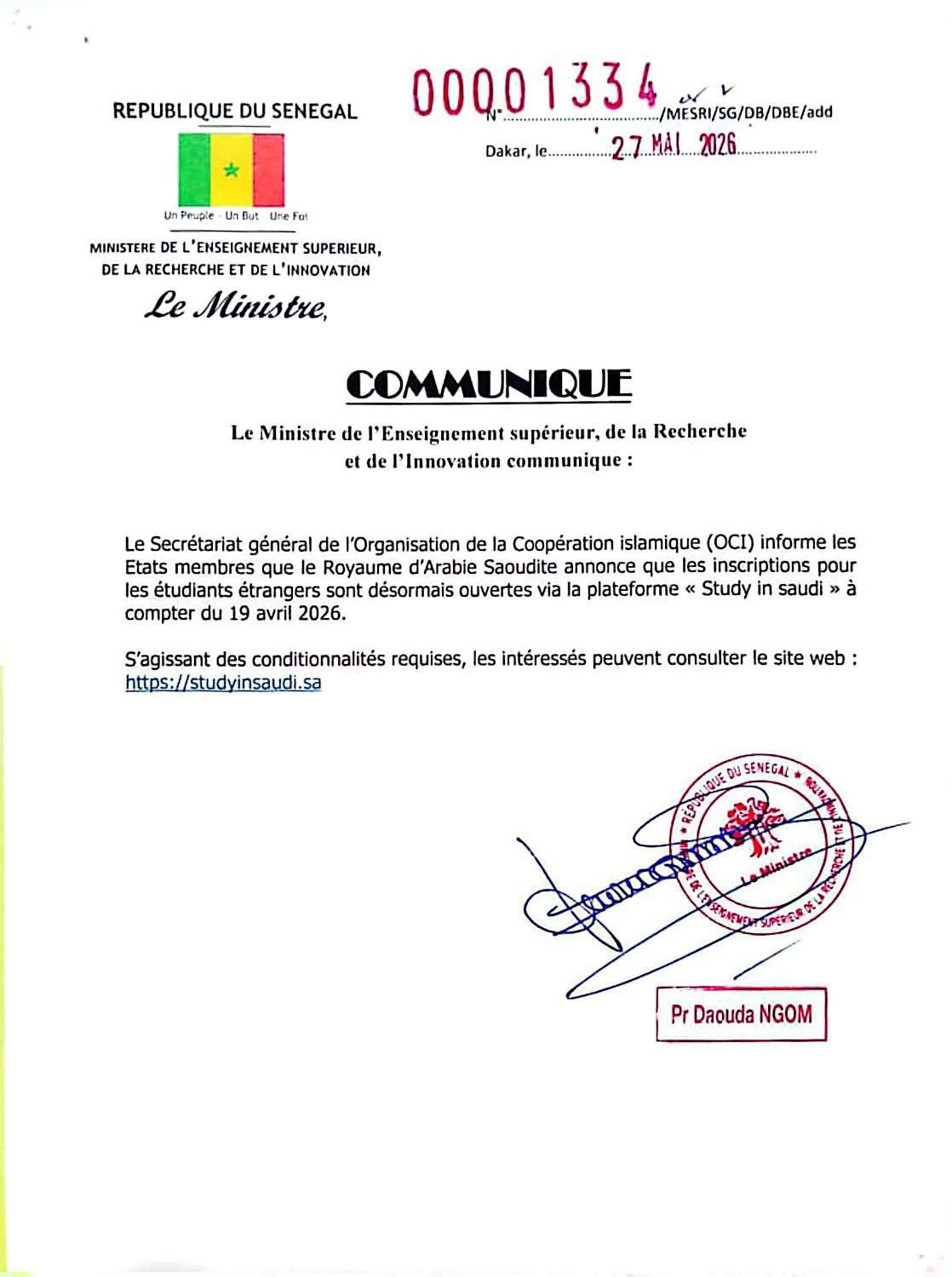 Ouverture de la plateforme « Study in saudi »