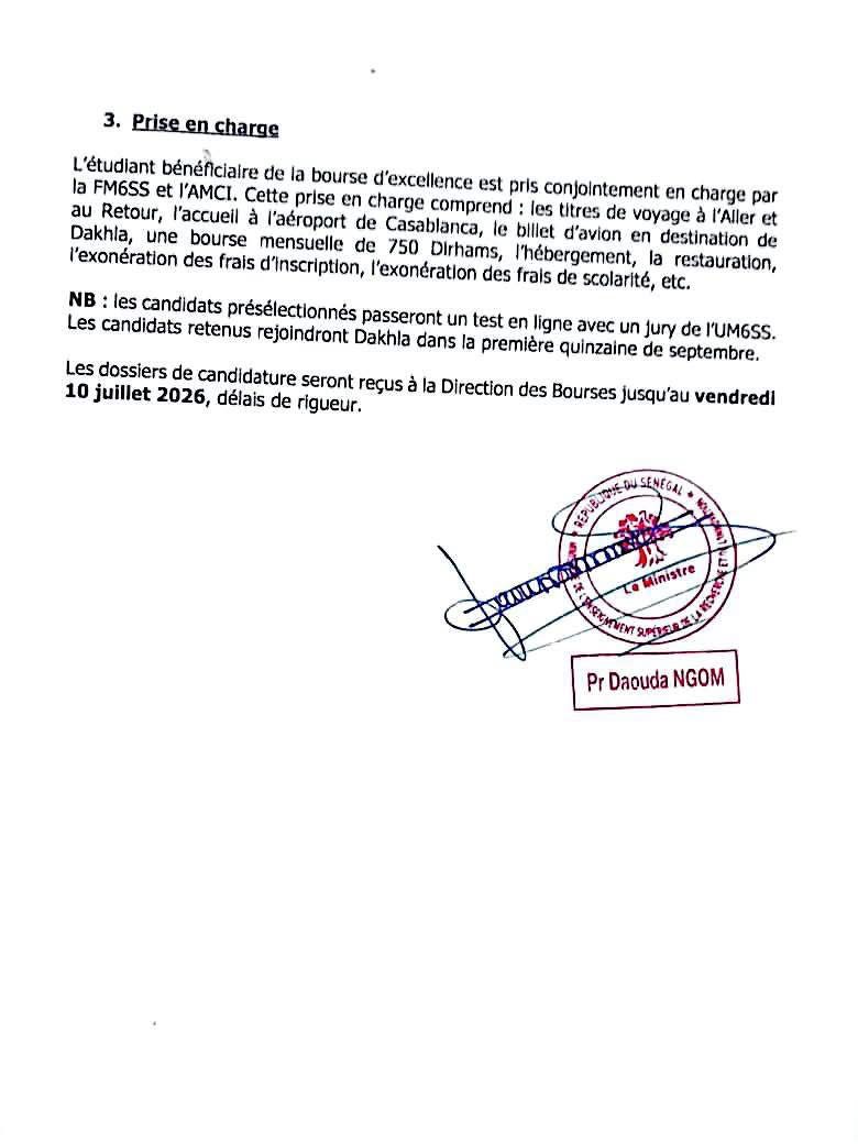 Programme de bourses d’excellence de l’AMCI : trois opportunités offertes aux étudiants sénégalais pour l’année académique 2026-2027