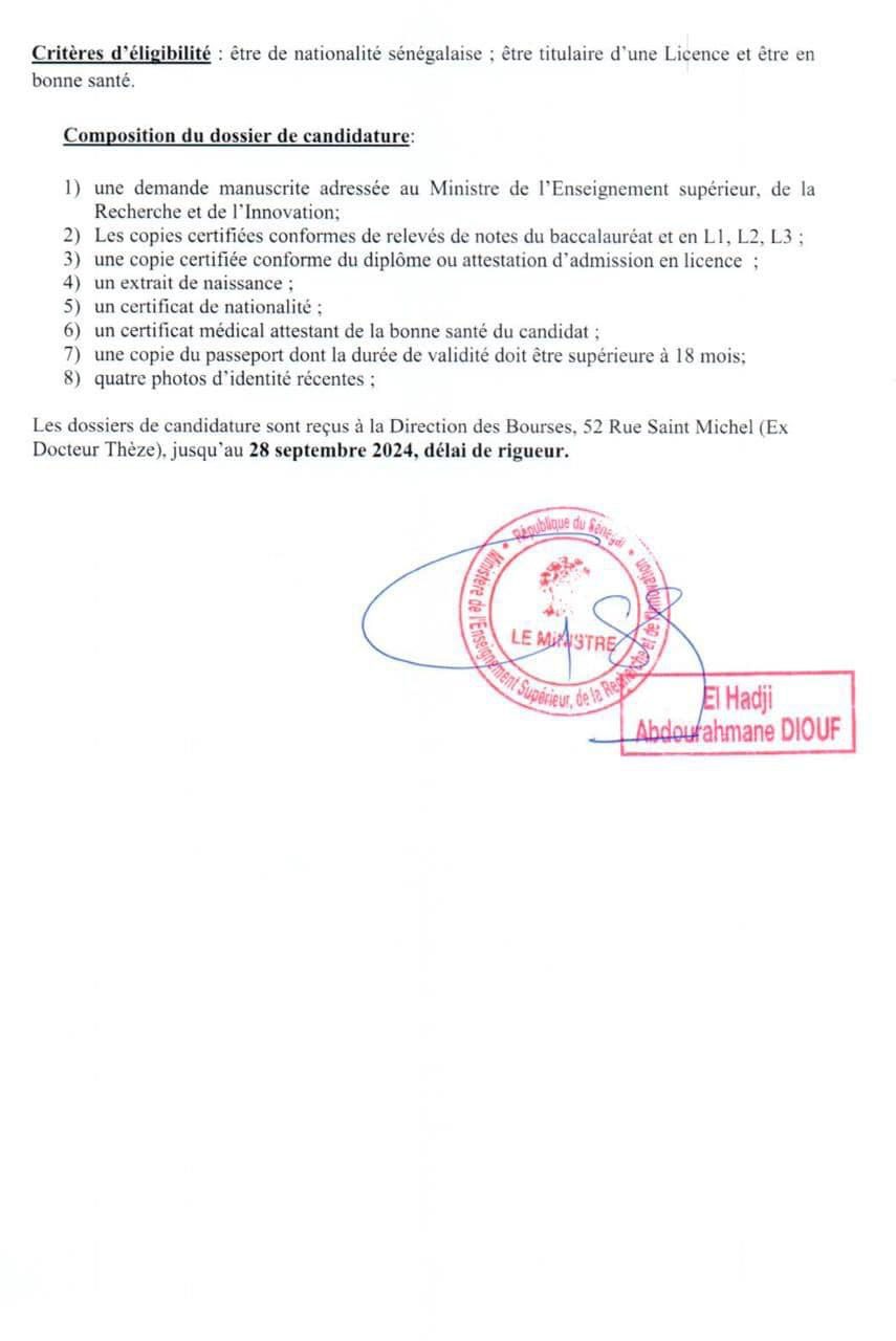 (02) bourses d’études en Master professionnel, au titre de l’année académique 2024-2025, pour une formation à l’Ecole supérieure de la Sécurité sociale (ESSS) d’Alger
