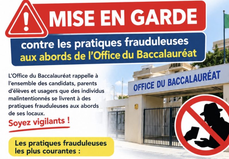Mise en garde contre les pratiques frauduleuses aux abords de l’Office du Baccalauréat